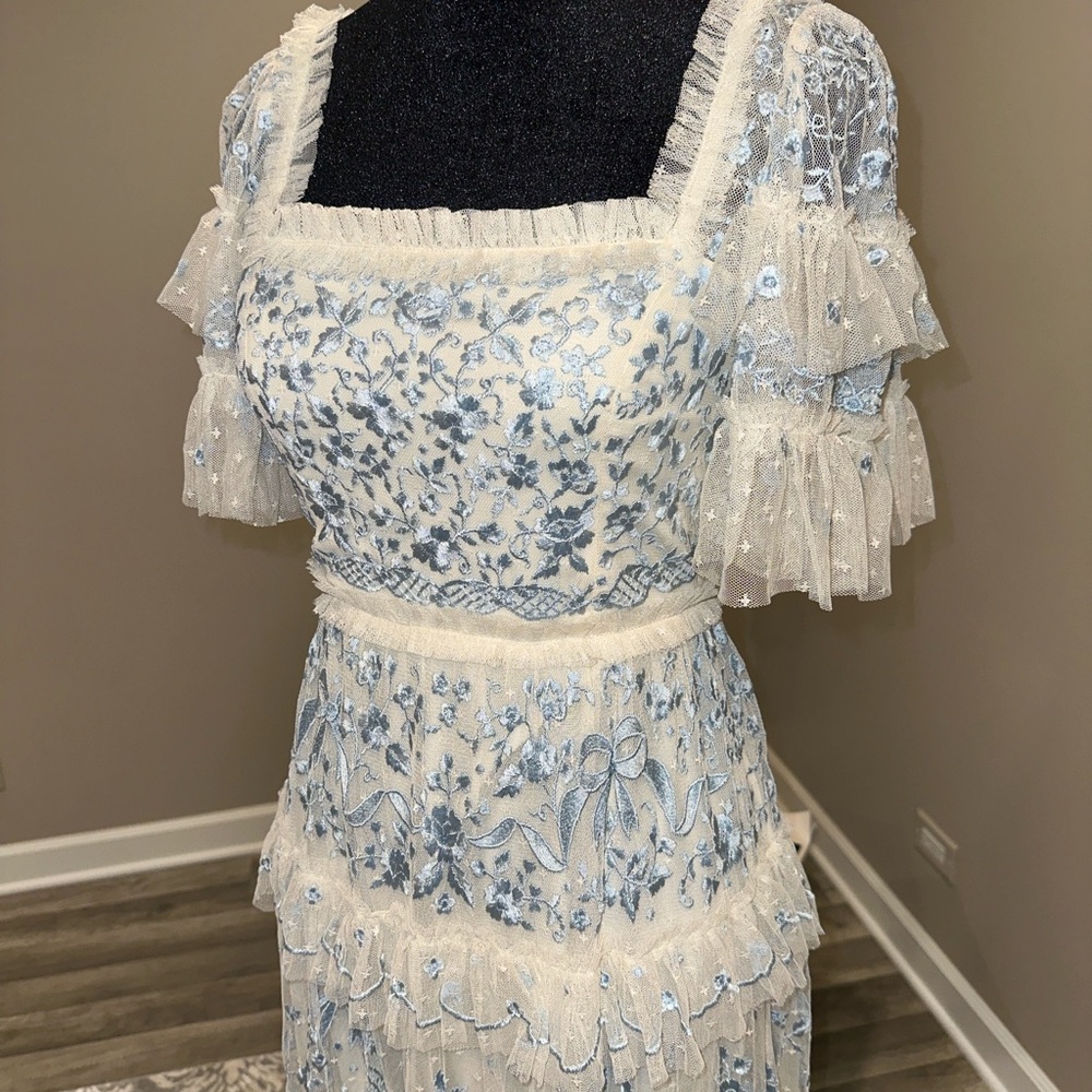 Needle & Thread Blue and Cream Lace Dress - Picture 9 of 12